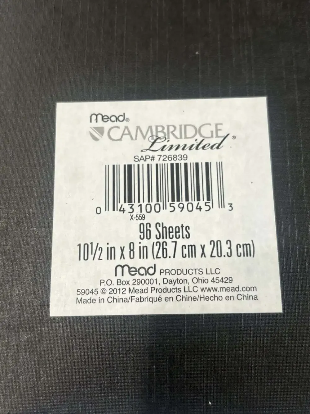 Cambridge Limited Business Ruled Hardcover Notebook- 10” x  8